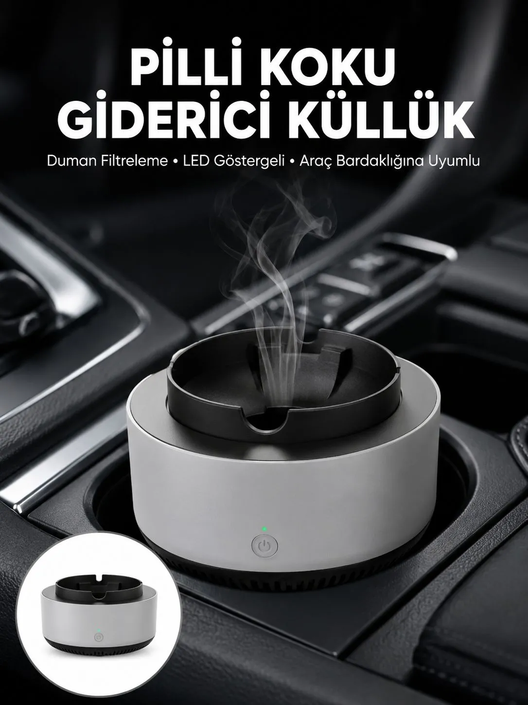 Kül Tablası Hava Temizleyici Araç Akıllı Küllük Duman Temizleyici