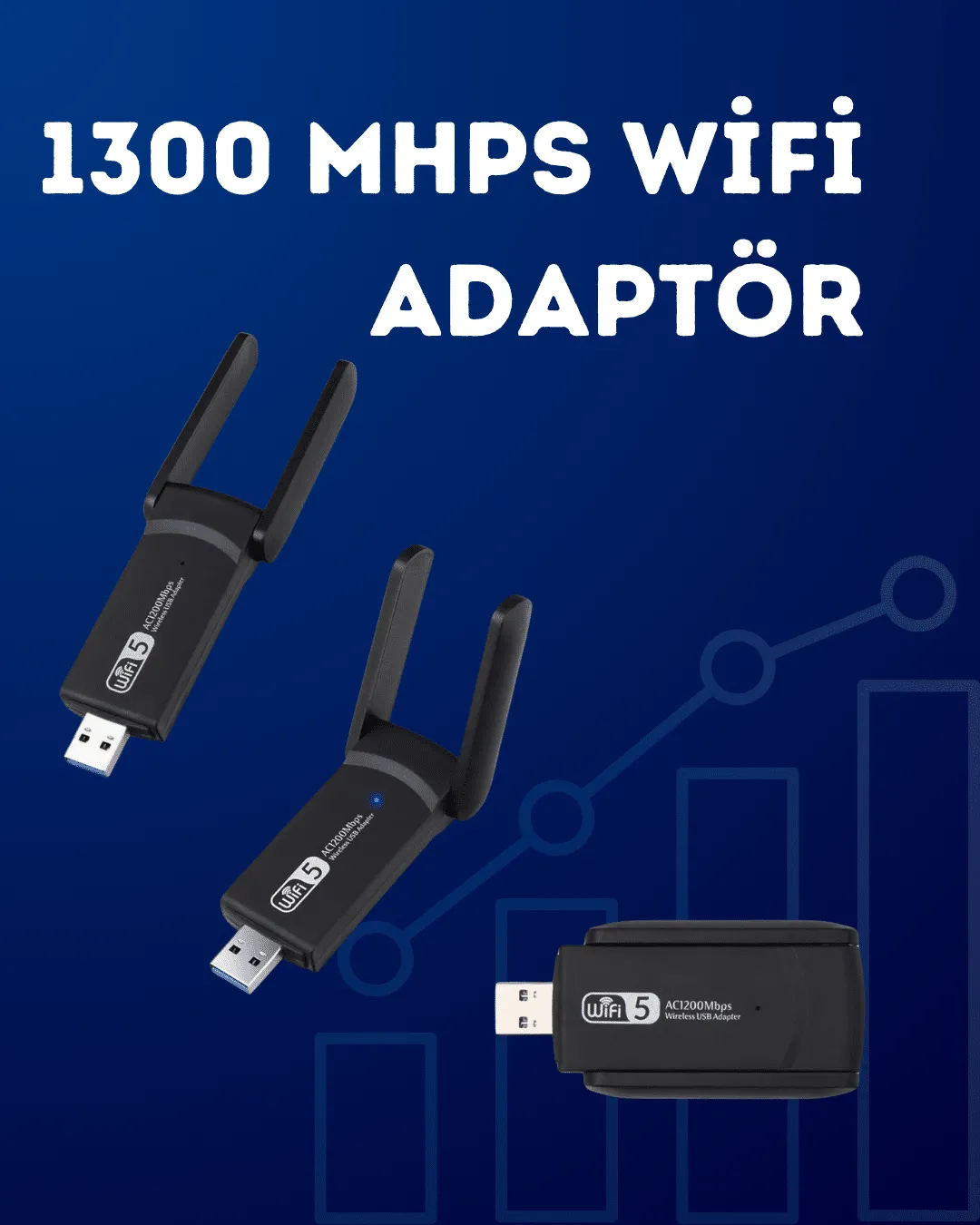 USB WiFi Adaptör – 1200 Mbps Hız
