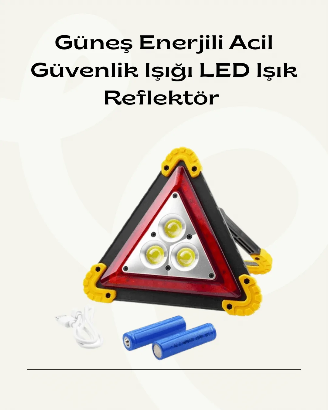 Solar Şarjlı Üçgen LED Park ve İkaz Lambası