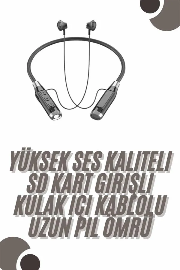120 Saat Bluetooth Kulaklık Kablolu Boyun Askılı SD Kart Girişli ANC Özellikli