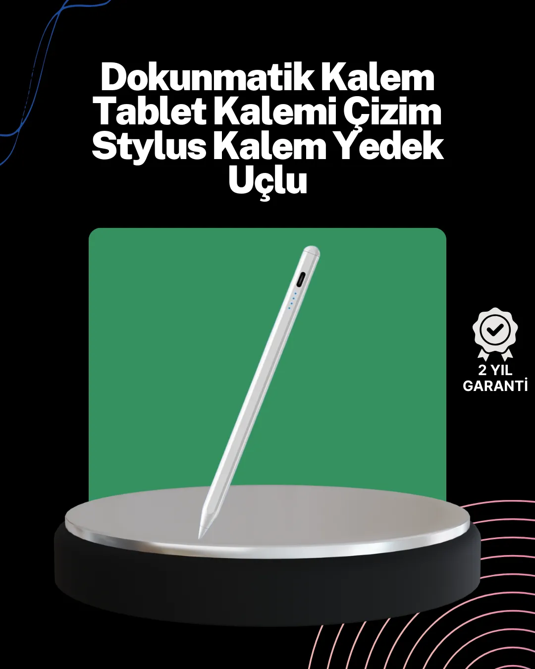 Akıcı Yazı ve Çizim için Eğim Sensörlü Dijital Kalem – 20 Saat Kesintisiz Kullanım