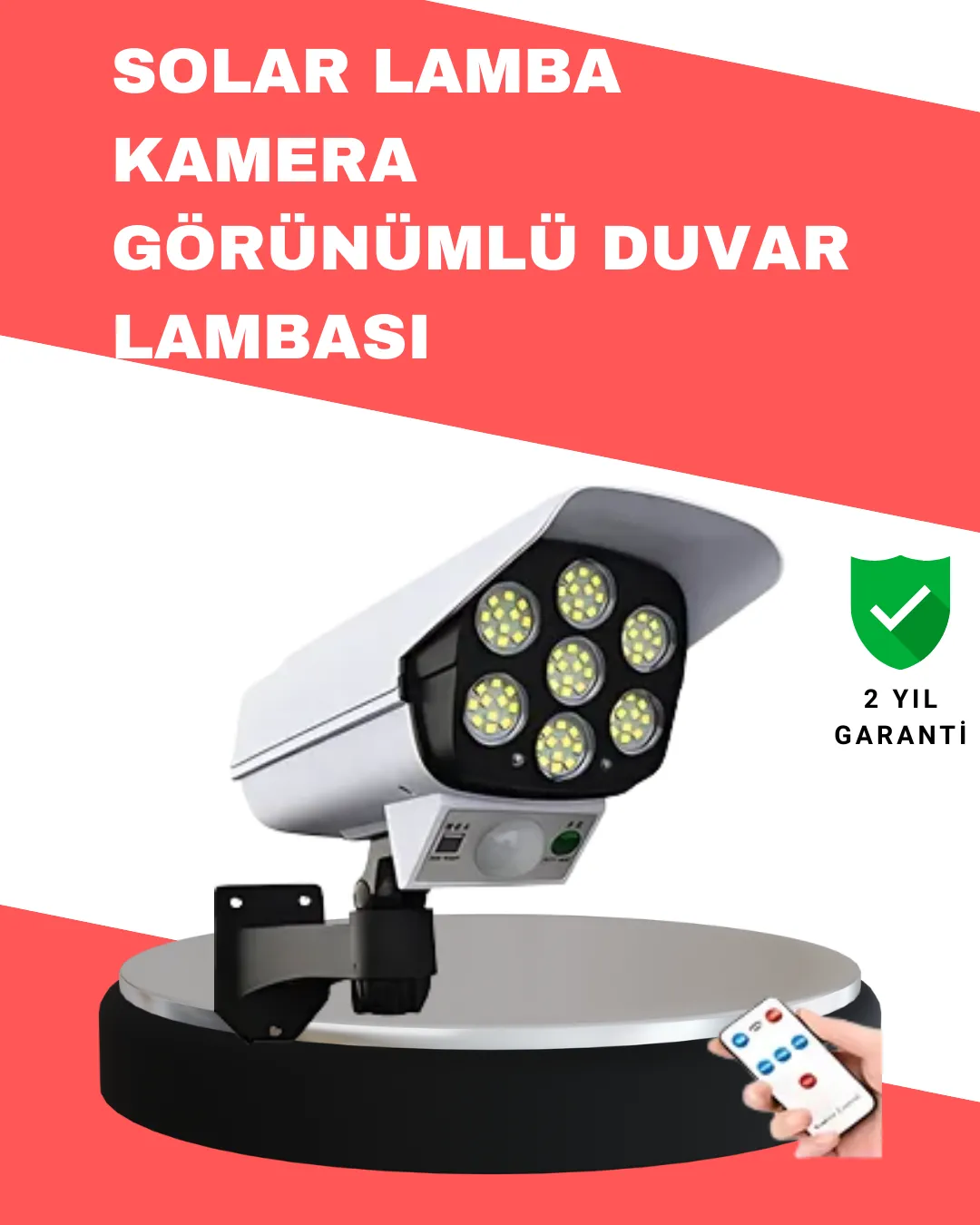 PVC+PC Malzemeli, 2'si 1 Arada Güvenlik Lambası – Ayarlanabilir Başlık ve Panel Açısı