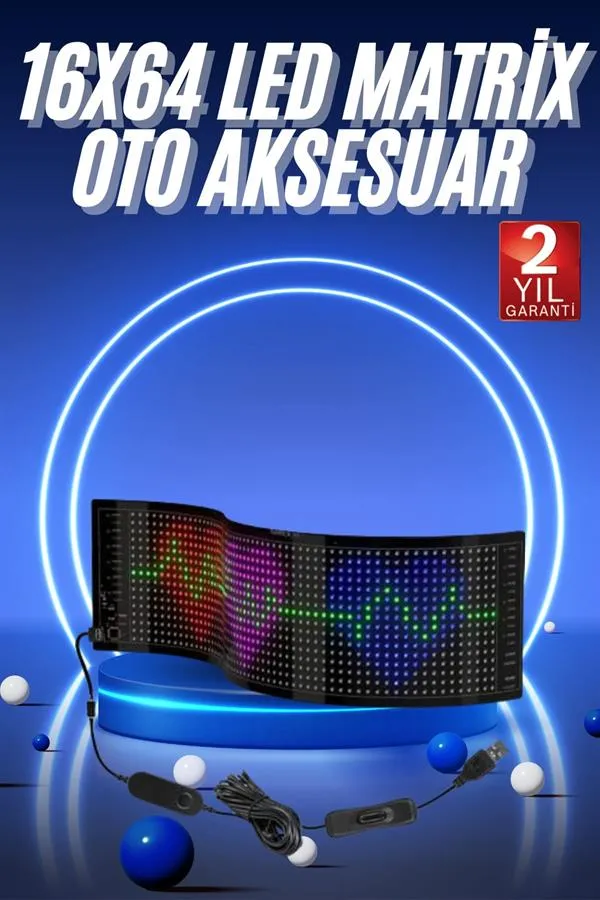 LED Matrix Panel RGB Ekran Kumandalı  Araç Camına Uygun