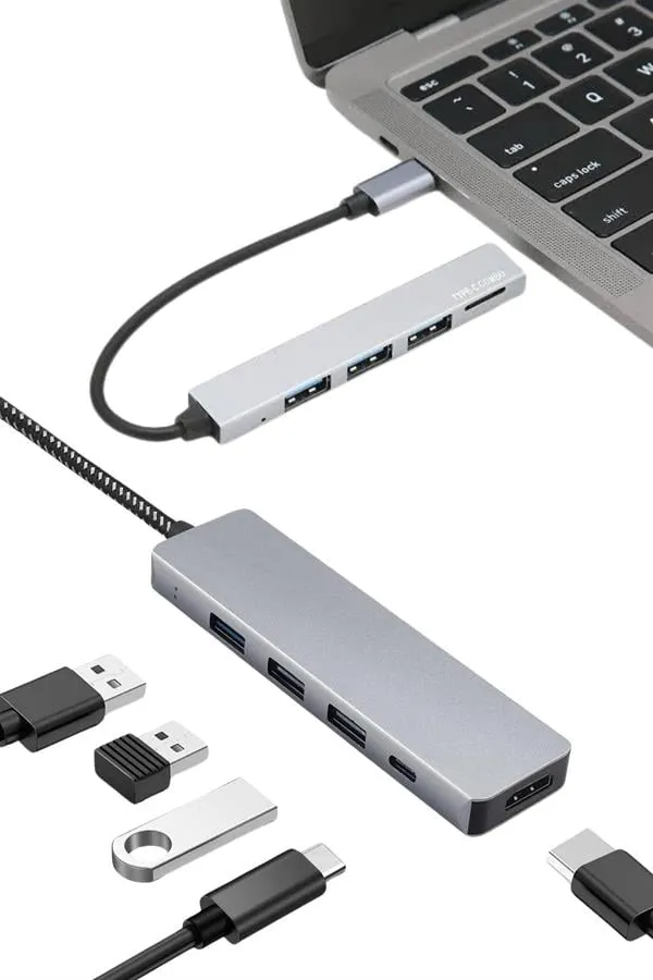 Macbook Pro/air Uyumlu USB Type-C 8 In 1 Hub Dönüştürücü Çevirici Çoklayıcı USB Hdmı Micro Sd 8 Girişli