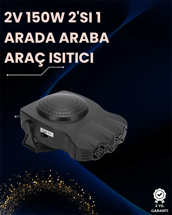 Ön Cam Buz Çözücü ve Fan | 12V Araç İçi Isıtıcı, Full Havalandırmalı, ABS Gövdeli