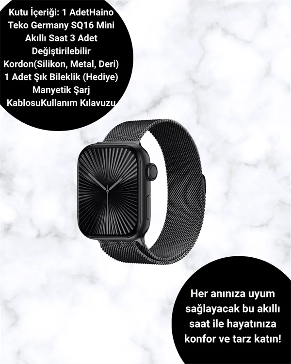 SQ-16 Mini Series 10 Akıllı Saat – 3 Kordon + Hediye Bileklik