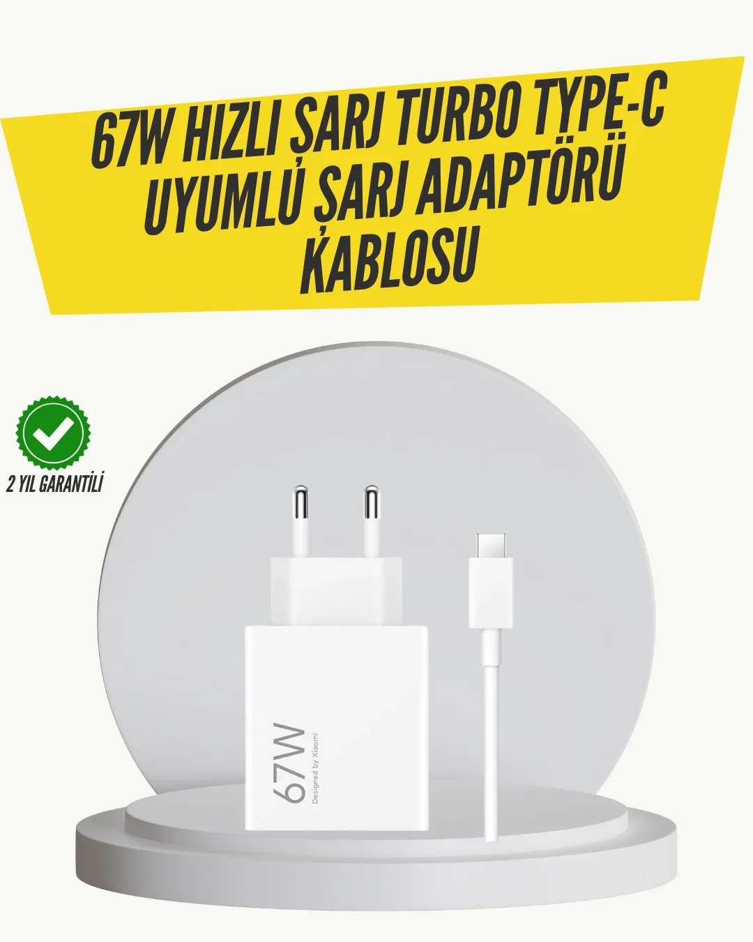 67W Turbo Hızlı Şarj Adaptörü ve Type-C Kablo Güvenli Şarj Teknolojisi