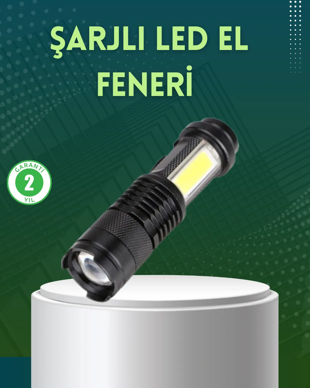 4 Modlu USB Şarjlı LED El Feneri Kamp ve Outdoor