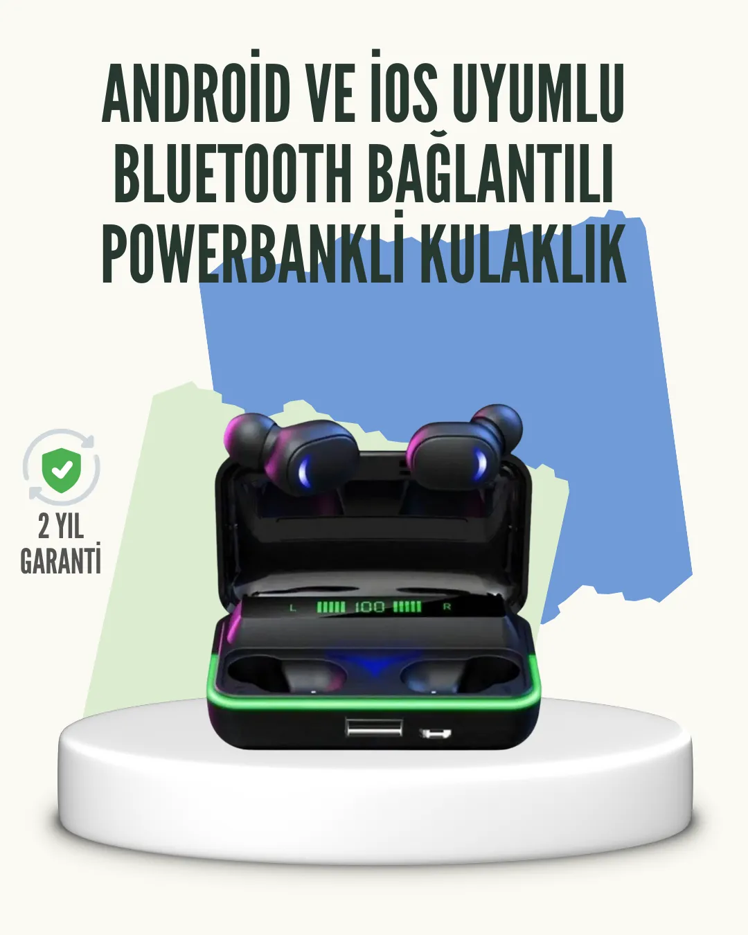 E10 Powerbank Şarjlı Bluetooth 5.1 Kulaklık Spor ve Oyun İçin