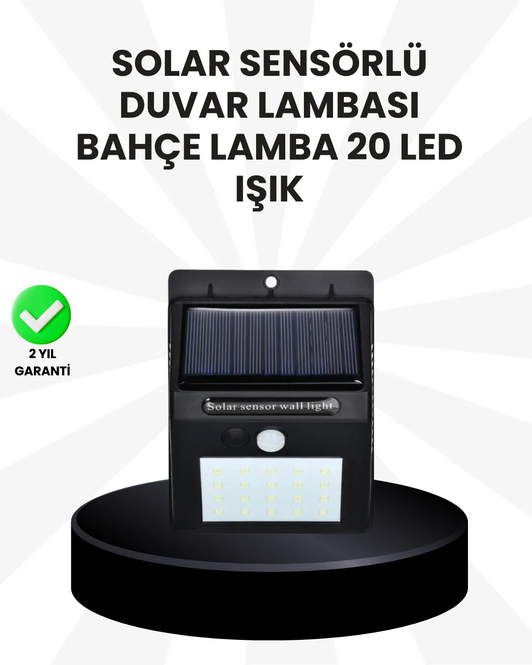 Su Geçirmez IP65 20 LED Solar Sensörlü Bahçe ve Veranda Aydınlatma