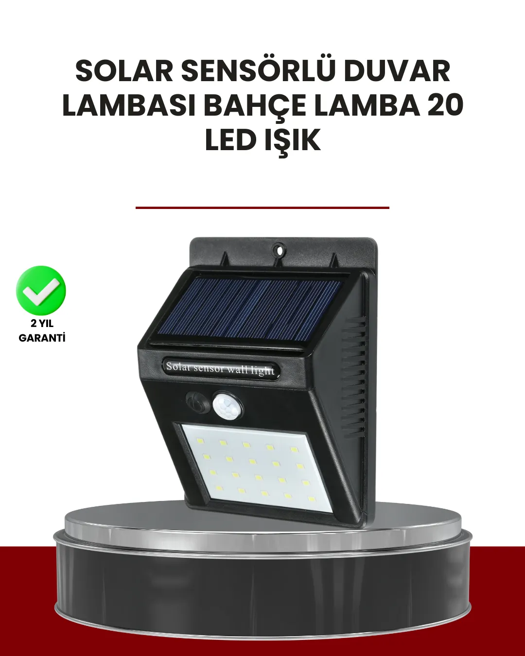 Bahçe ve Dış Mekanlar İçin Güneş Enerjili 20 LED Hareket Sensörlü Lamba