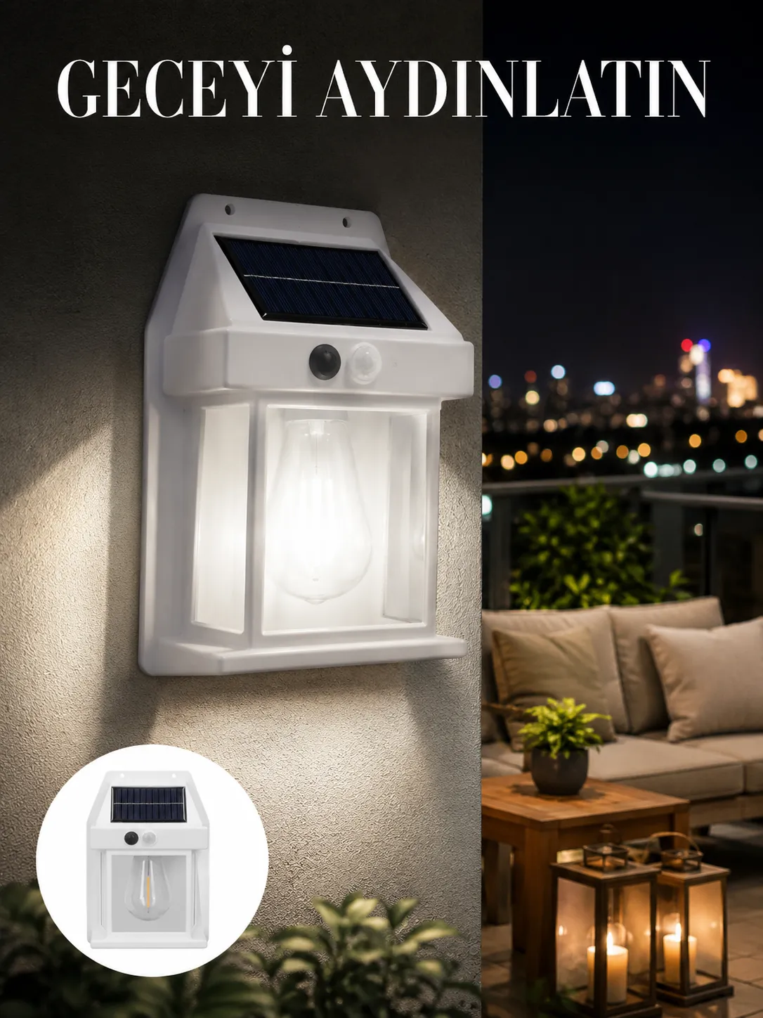 1800 mAh Pilli Solar Duvar Aydınlatma