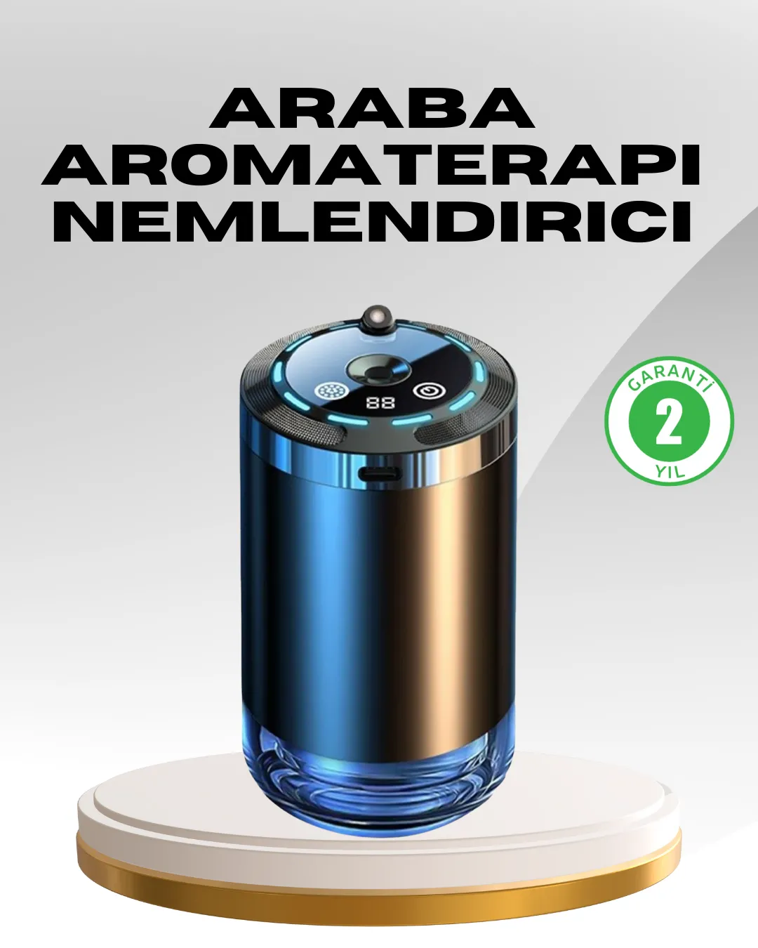 Araç İçi Difüzör Nemlendirici ve Aromaterapi Özellikli