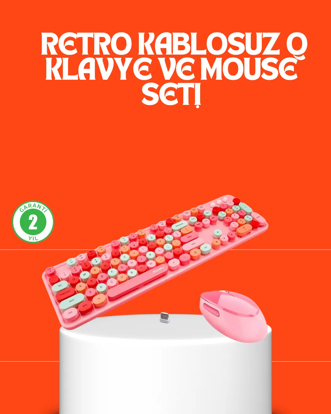 Retro Tarz Bluetooth 5.1 Klavye – Win/OSX/Android/iOS Uyumlu