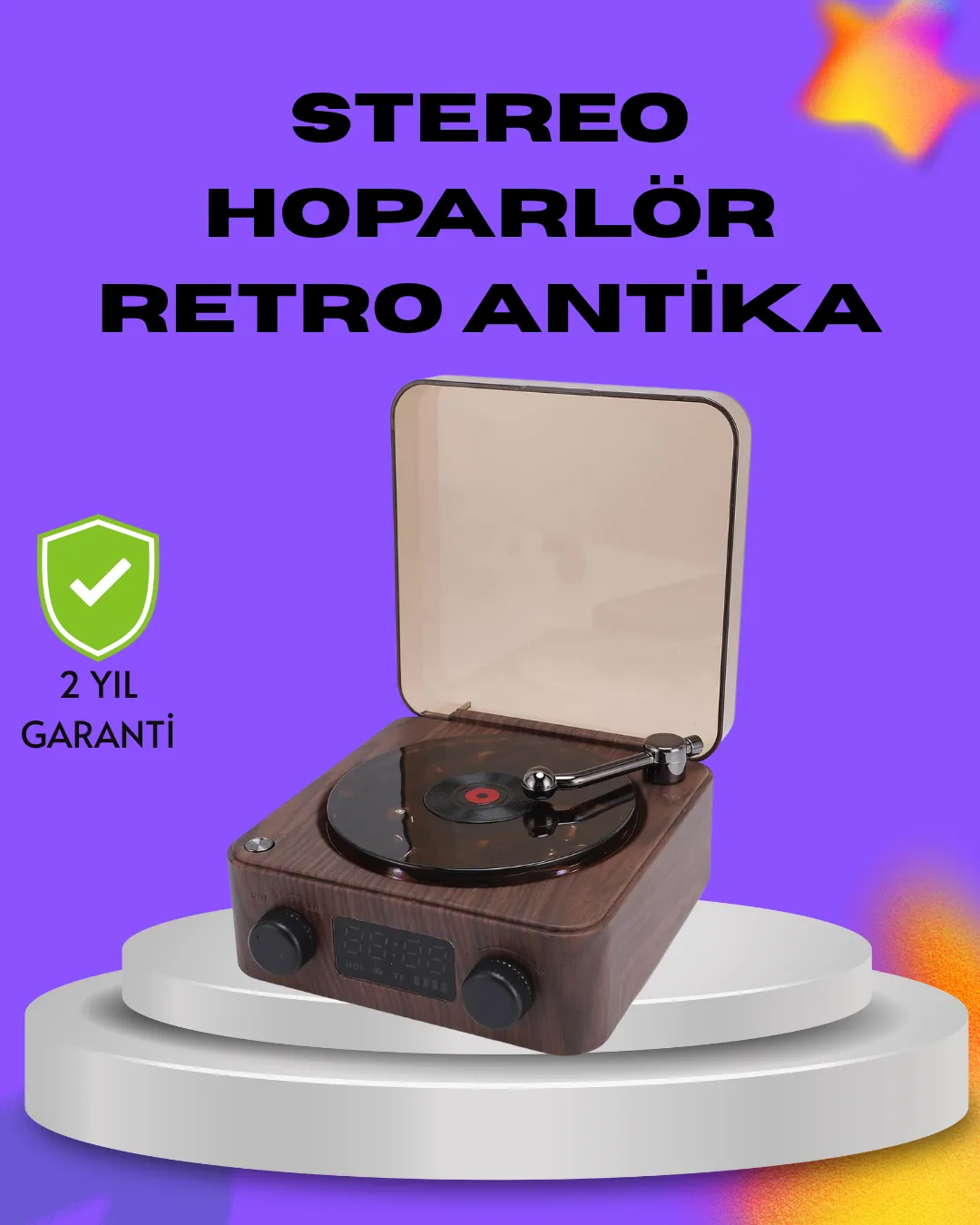 Dekoratif Gece Işıklı Bluetooth Hoparlör – Saatli Tasarım