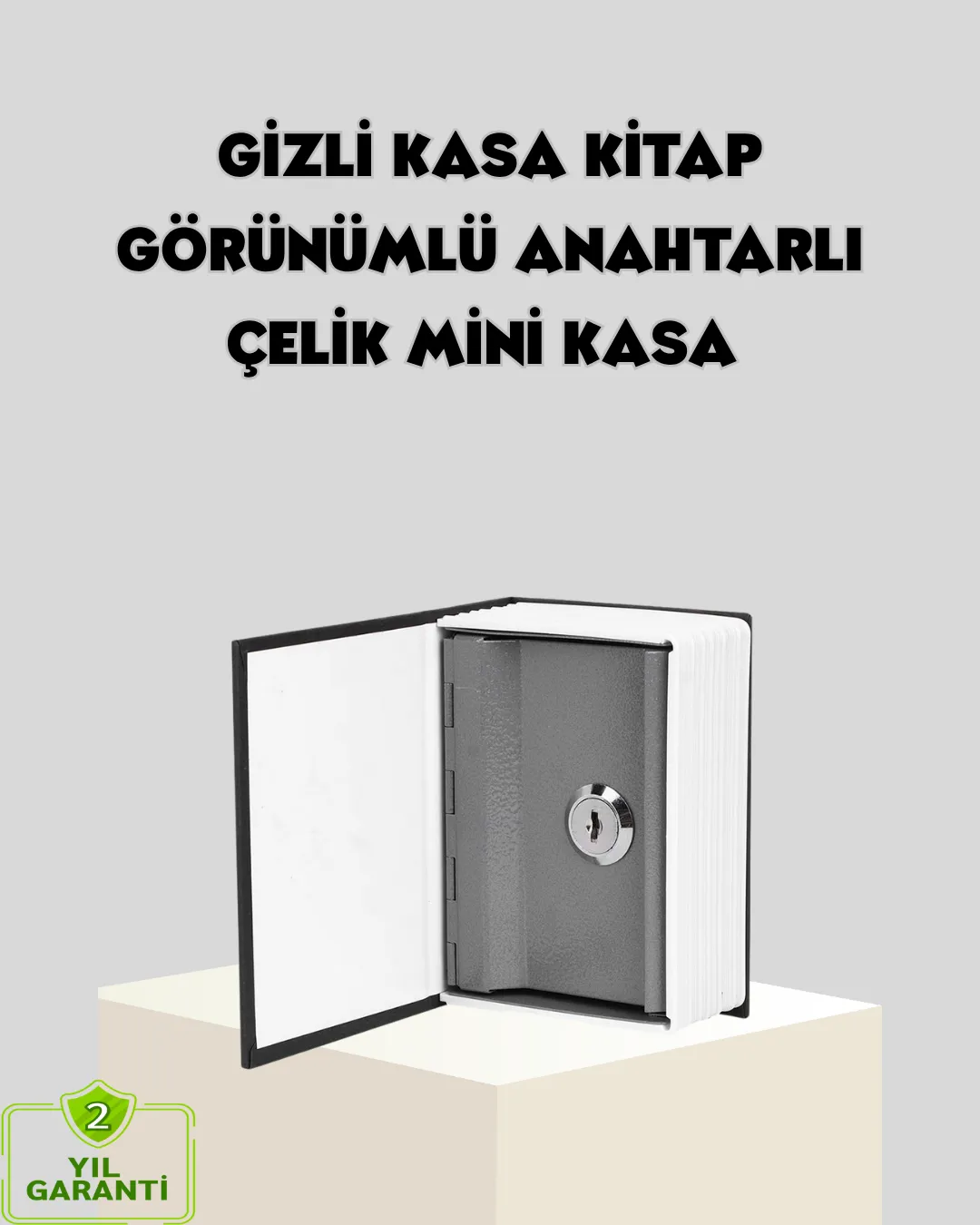 Sözlük Görünümlü Gizli Kitap Kasa – Anahtarlı Metal İç Kasa, Kompakt Boyut, Şık ve Güvenli Tasarım