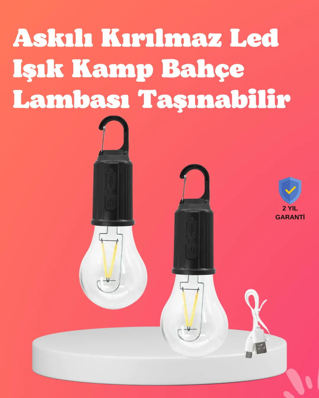 C Tipi Şarjlı Asılabilir Kamp Feneri