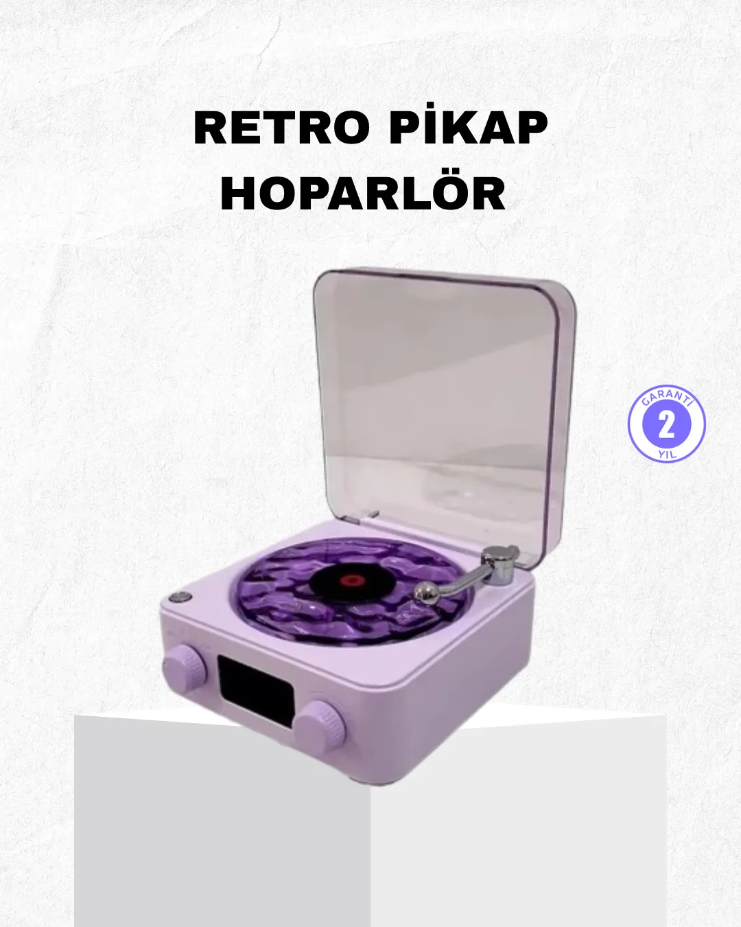 Retro Pikap Hoparlör Bluetooth AUX USB Type-C Projektörlü 360° Sesli Taşınabilir