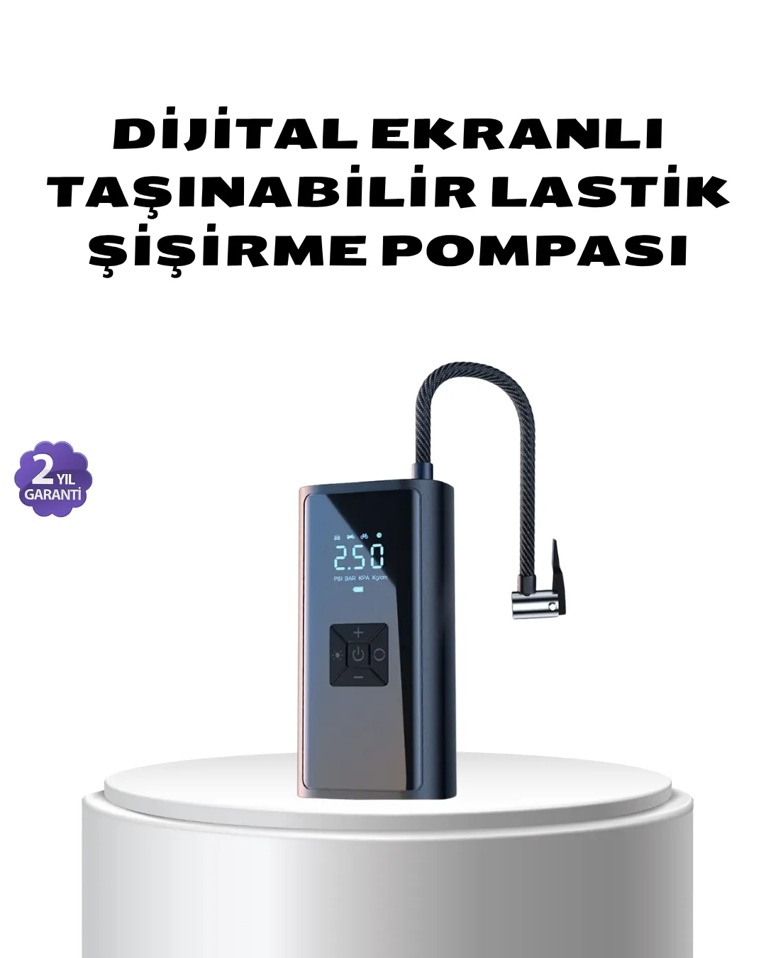 Kablosuz Dijital Lastik Şişirme Pompası LED Işıklı 80W