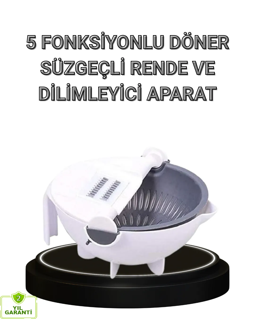 Çok Fonksiyonlu Döner Rende Süzgeç Hazneli Ergonomik Sebze Doğrayıcı