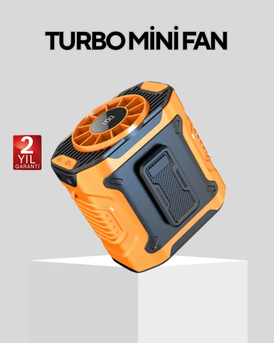 Dijital Ekranlı Turbo Mini Fan – 3 Kademeli Hız, Sessiz Çalışma ve Type-C Şarj