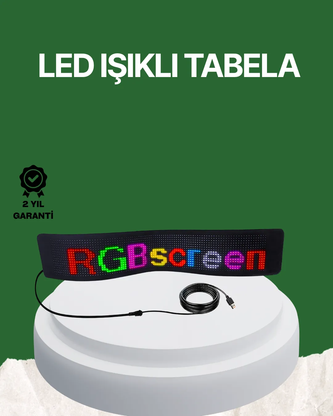 USB Girişli RGB LED Tabela Ayarlanabilir Parlaklık ve Kayan Yazı Özellikli