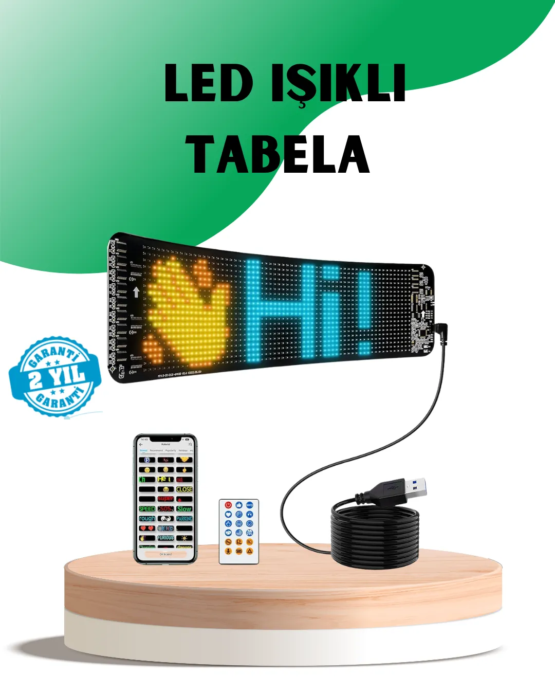 USB Destekli LED Mağaza Tabelası – Renkli RGB Kayan Yazı Paneli