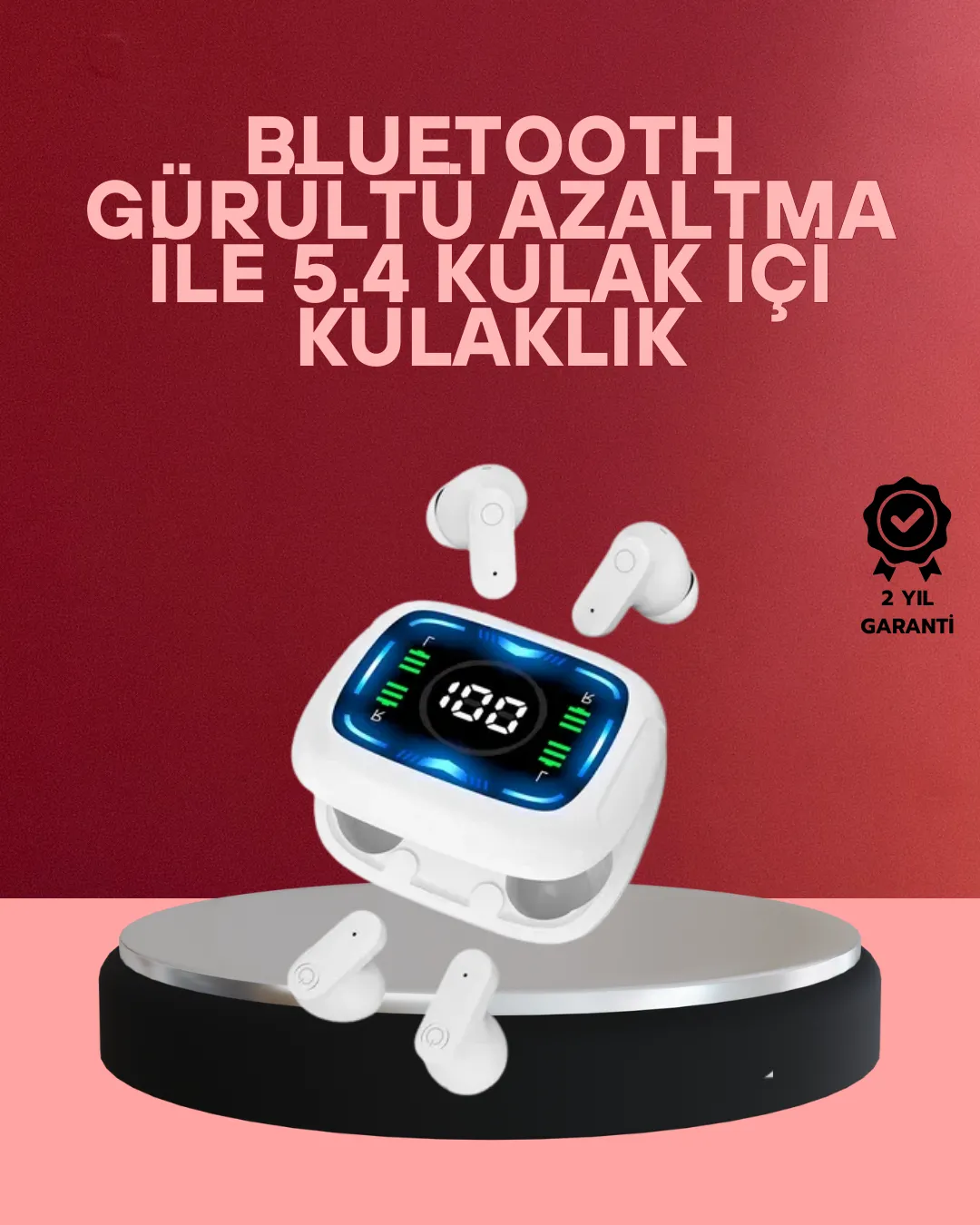 LED Ekranlı Şarj Kutulu Kablosuz Kulaklık Net Arama Özellikli