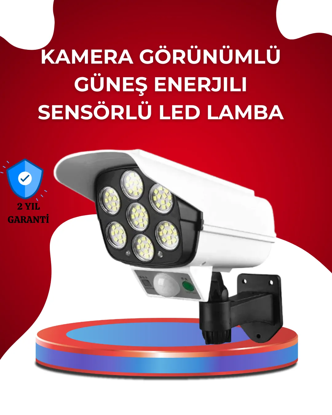 Uzaktan Kumandalı Güneş Enerjili LED Güvenlik Lambası Kamera Tipi Hareket Sensörlü