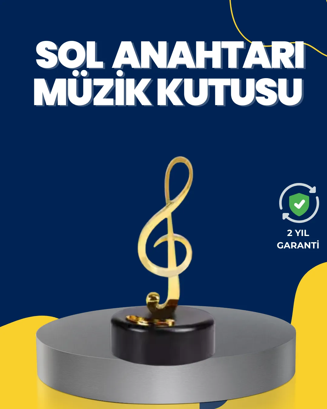 Altın Sol Anahtarı Müzik Kutusu Döner Mekanizmalı