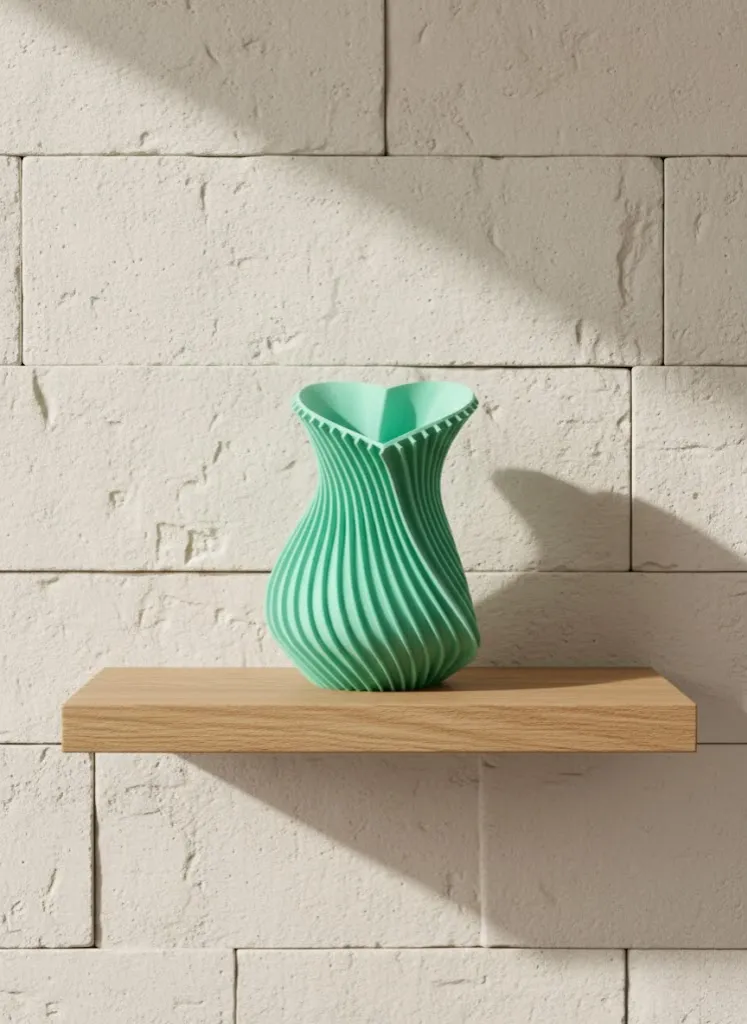 Kalpli Turkuaz Dekoratif Vazo 24 cm Modern Şık Tasarım