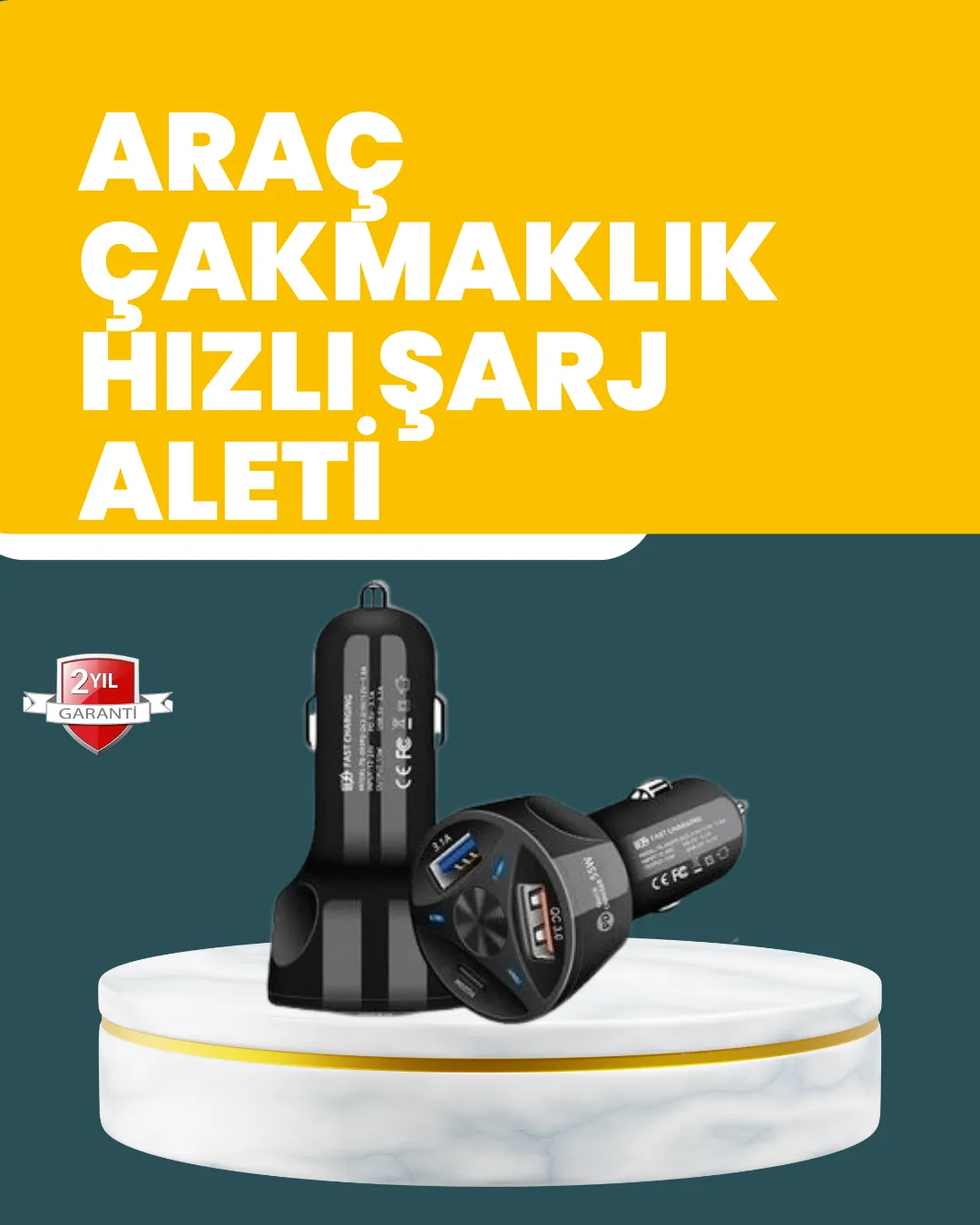 55W Hızlı Şarj Araç Çakmaklık Adaptörü QC 3.0 PD