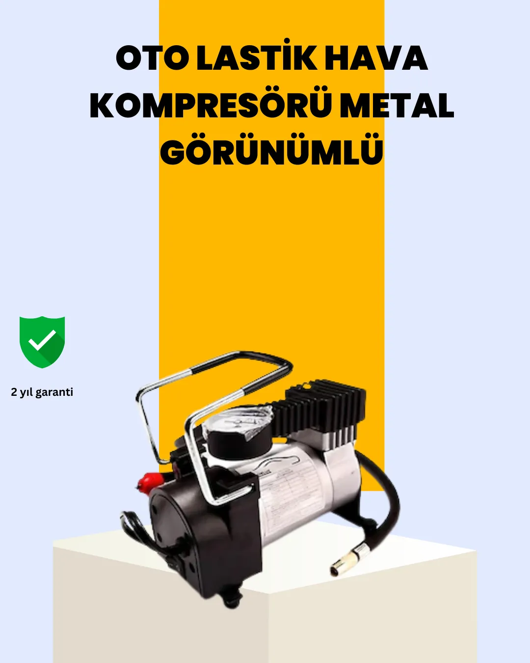 Araç Çakmak Girişli Metal Hava Kompresörü 10A Güçlü Motor