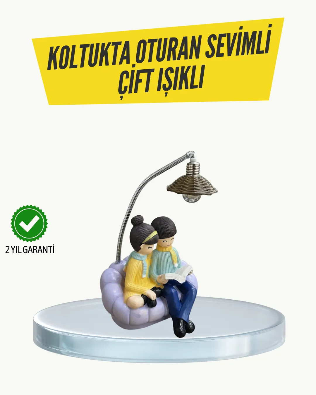 Okuyan Çift Figürlü Dekoratif Gece Lambası Hediye Seçeneği