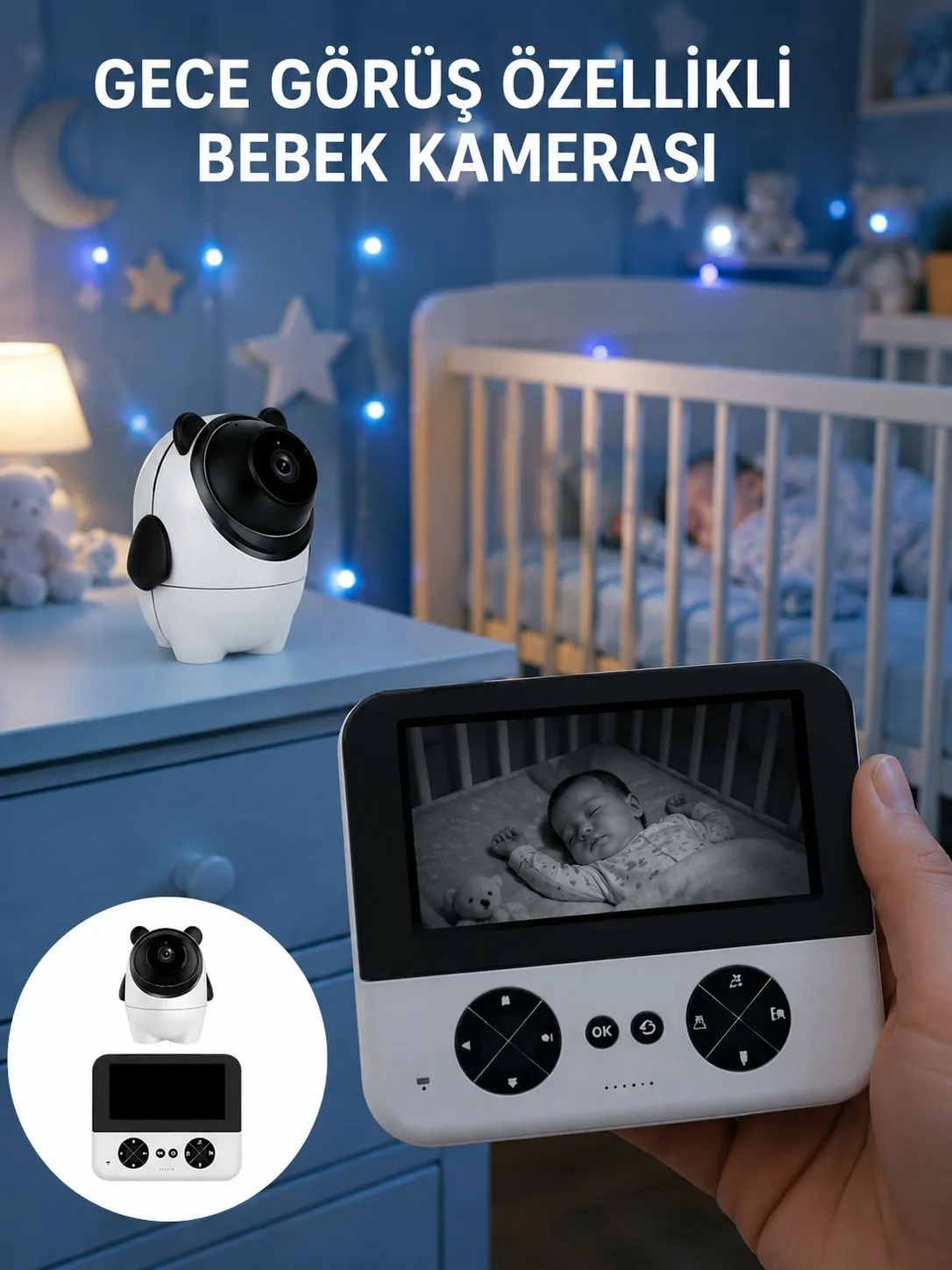 Görüntülü Bebek Monitörü 4.3 İnç Ekran ve Sesli İletişim