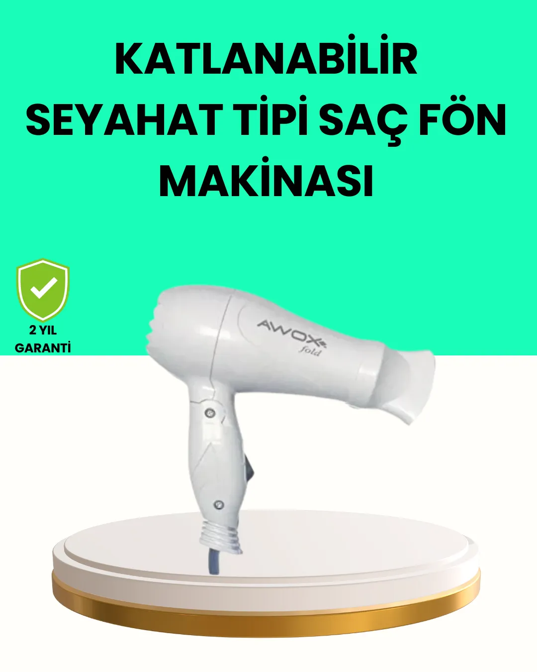 Katlanabilir Seyahat Tipi Saç Kurutma Makinesi Çift Kademeli Ayar