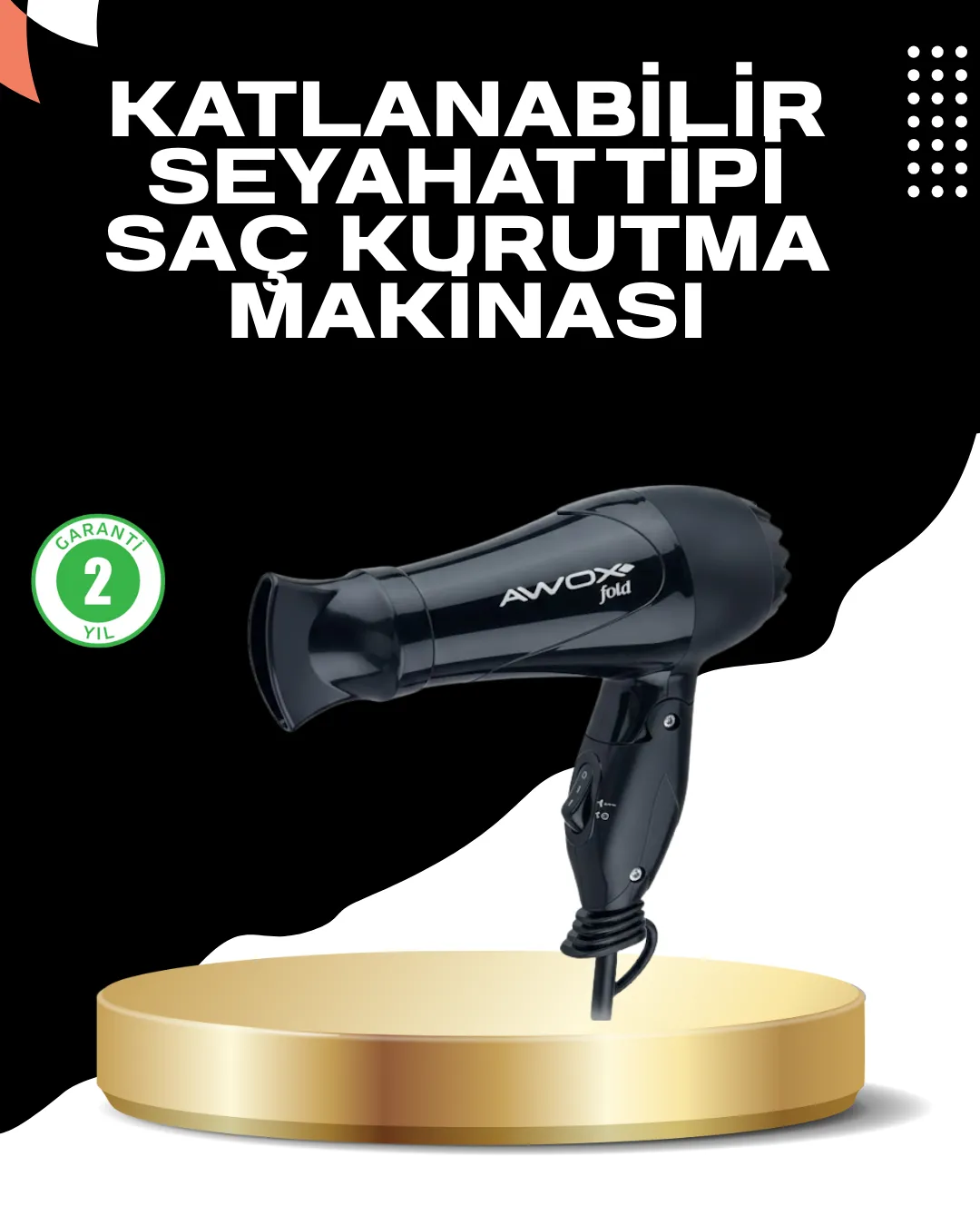 Katlanabilir Fön Makinesi Çift Isı ve Hız Ayarlı