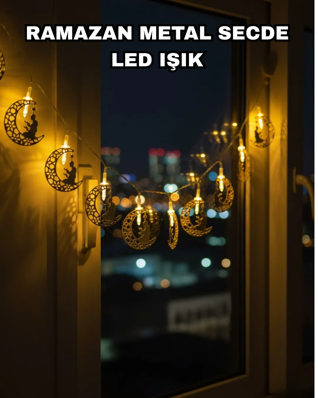 Dekoratif Ramazan Ay Işığı Secde Eden Adam Figürlü