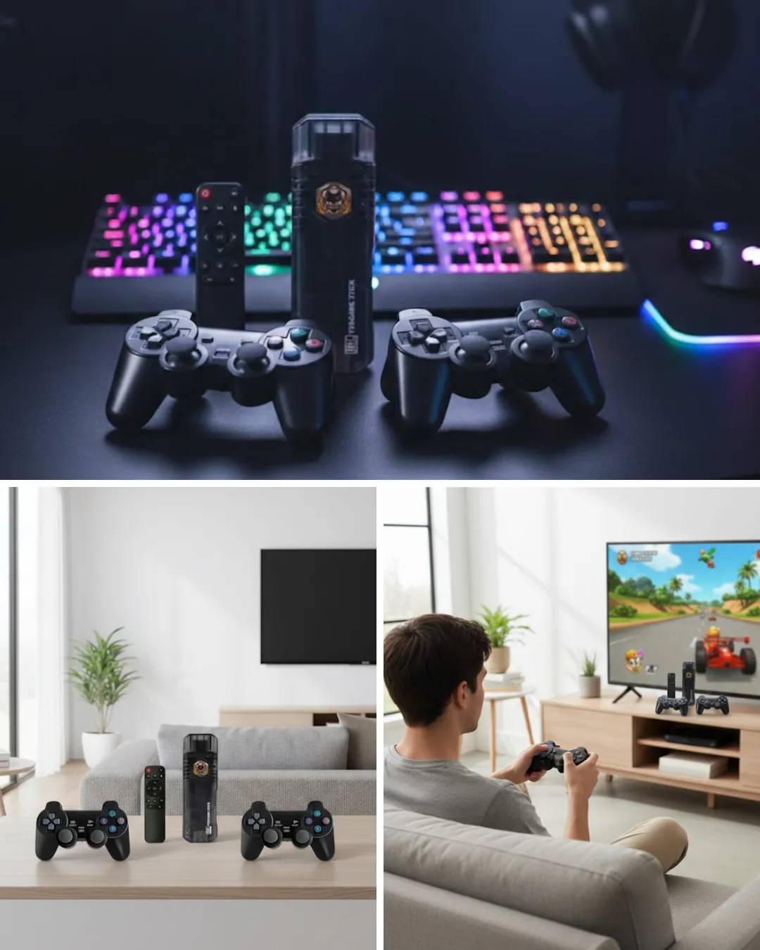 Kablosuz Gamepad Denetleyici Çift Sistem Retro Oyun Konsolu HDMI Uyumlu HD Çıkışlı