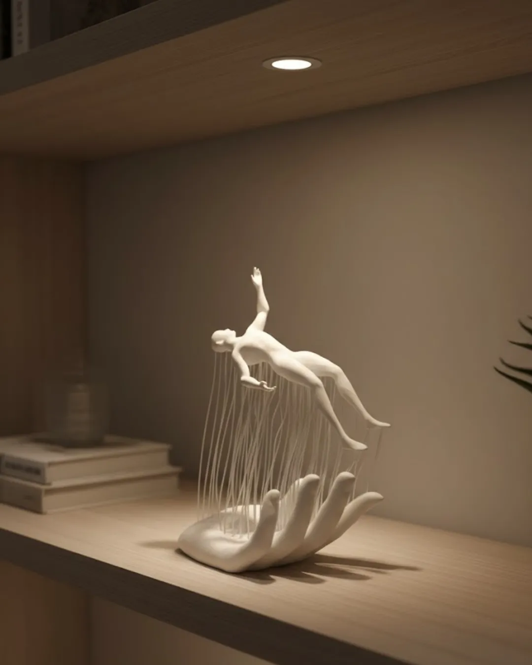 3D El Üzerinde İnsan Figürü Beyaz Minimal Masa Üstü Dekor