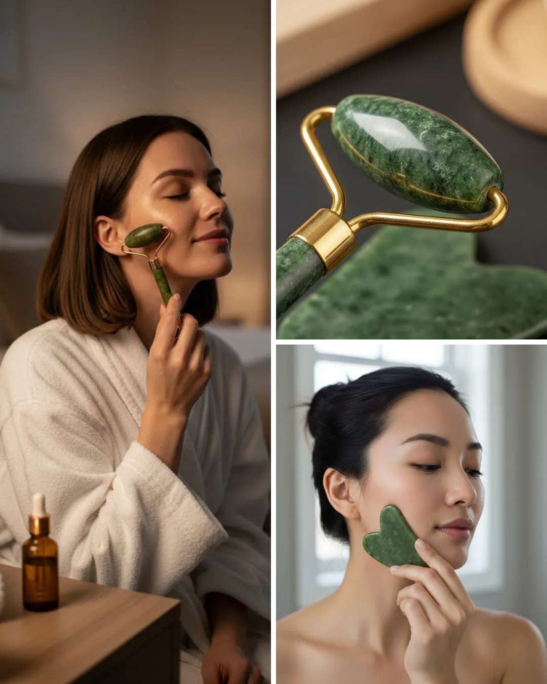 Yüz Masaj Aleti Roller ve Gua Sha 2li Set