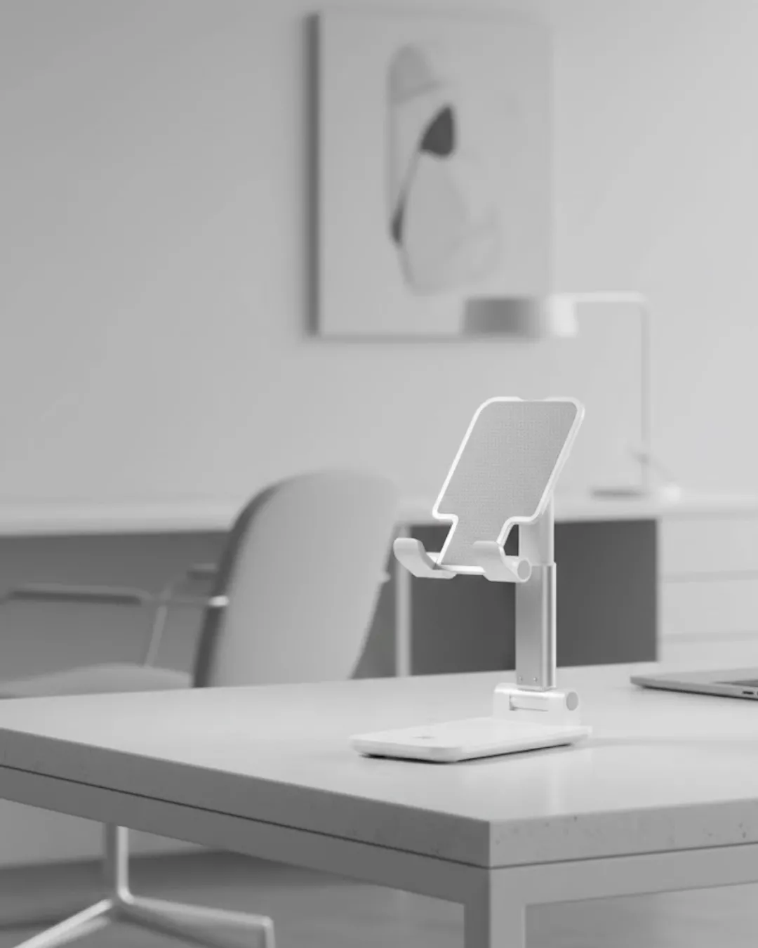 Minimal Tasarımlı Masaüstü Telefon Standı Beyaz