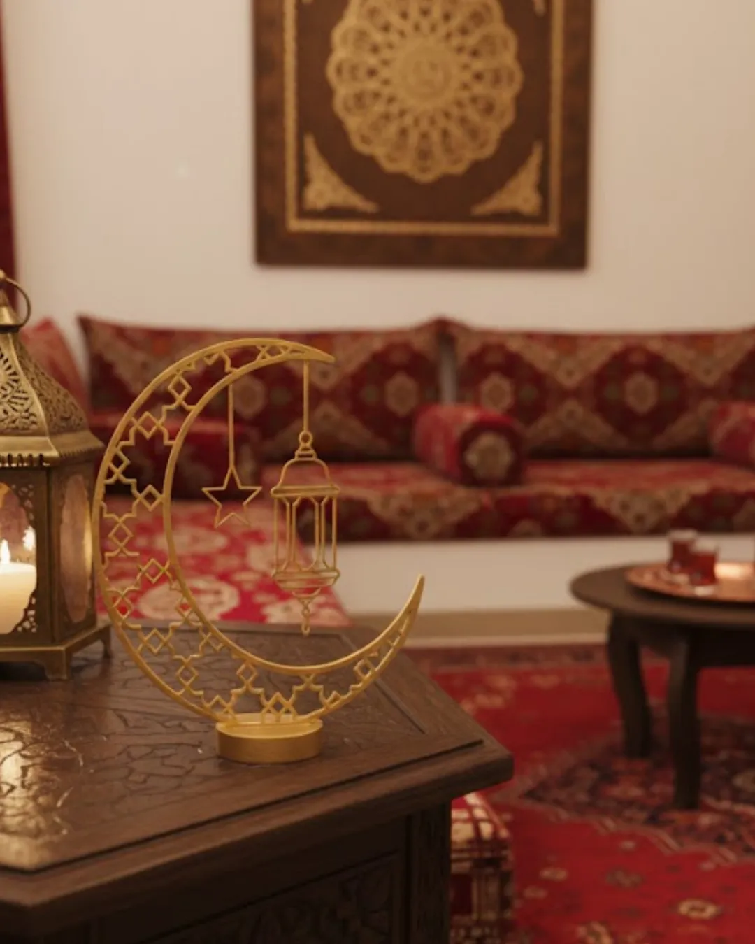 3D Ramazan Dekor Özel Baskı Hilal Yıldız Masa Üstü