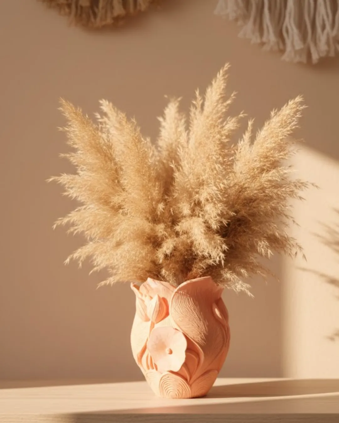 Modern 3D Turuncu Çiçek Vazo Masaüstü Salon Dekoru
