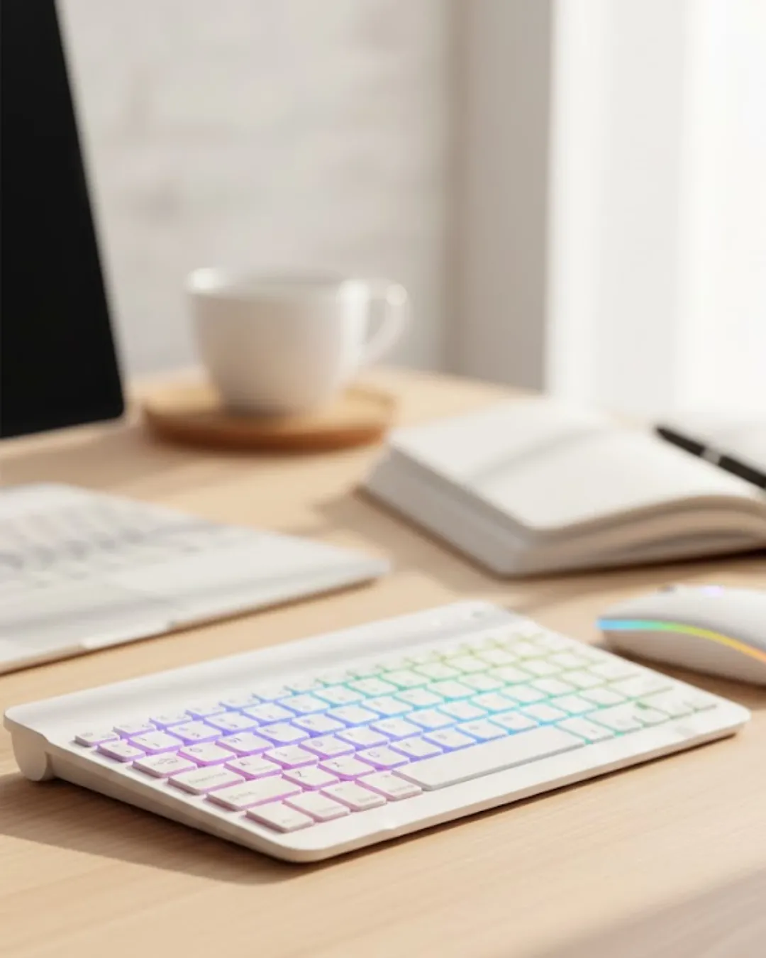 Çoklu Cihaz Uyumlu Kablosuz Klavye Mouse Seti Aydınlatmalı