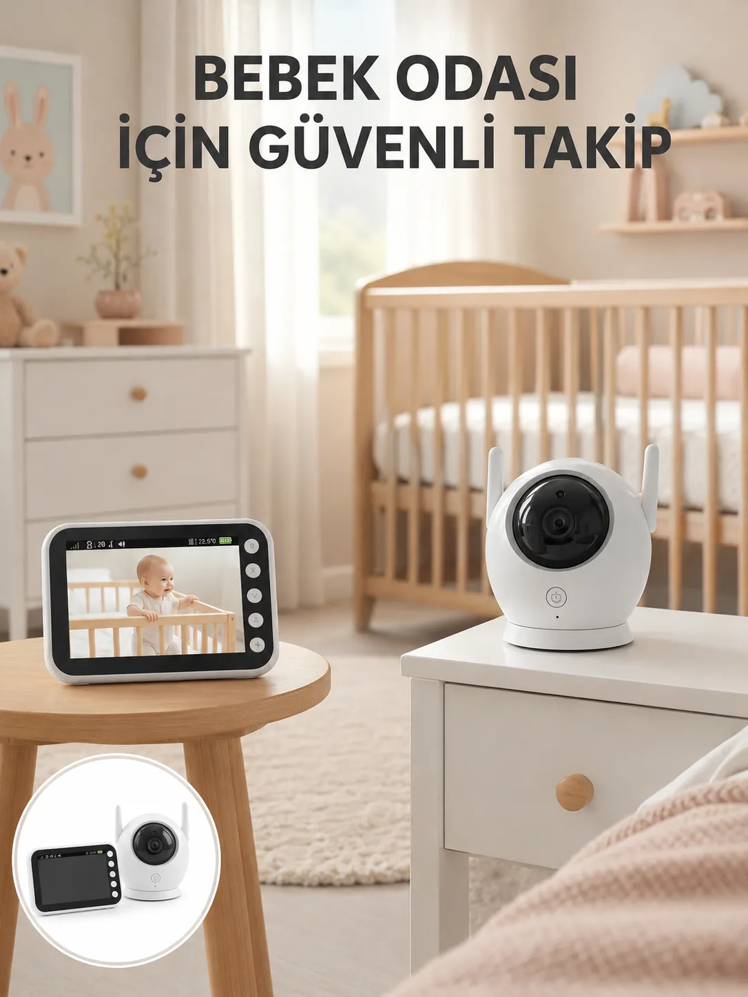 Canlı İzleme Özellikli Ortam Dinlemeli Bebek Monitörü Yeni Nesil