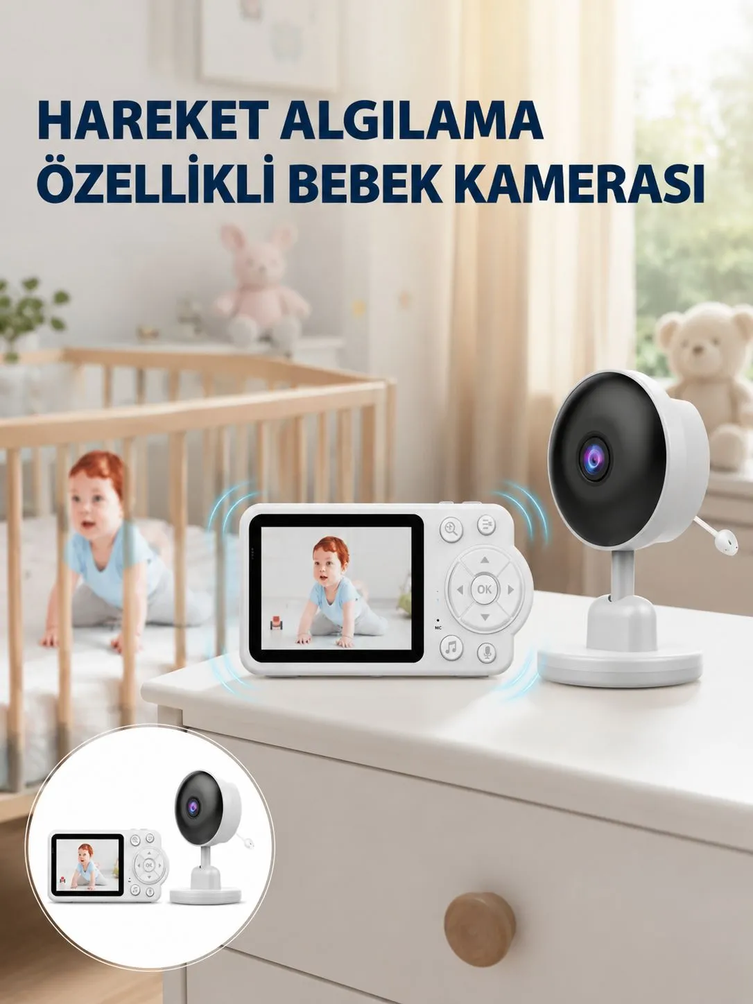Gece Görüşlü Bebek Kamerası Ninni ve Alarm Özellikli Yeni Nesil