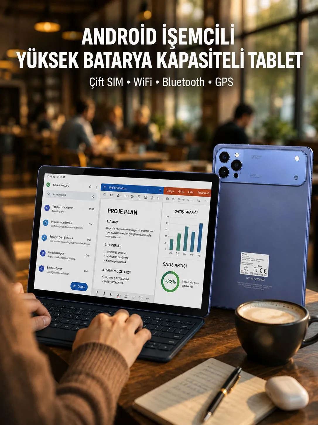 10.1 İnç Geniş Ekran Android Tablet 4G LTE Çift SIM