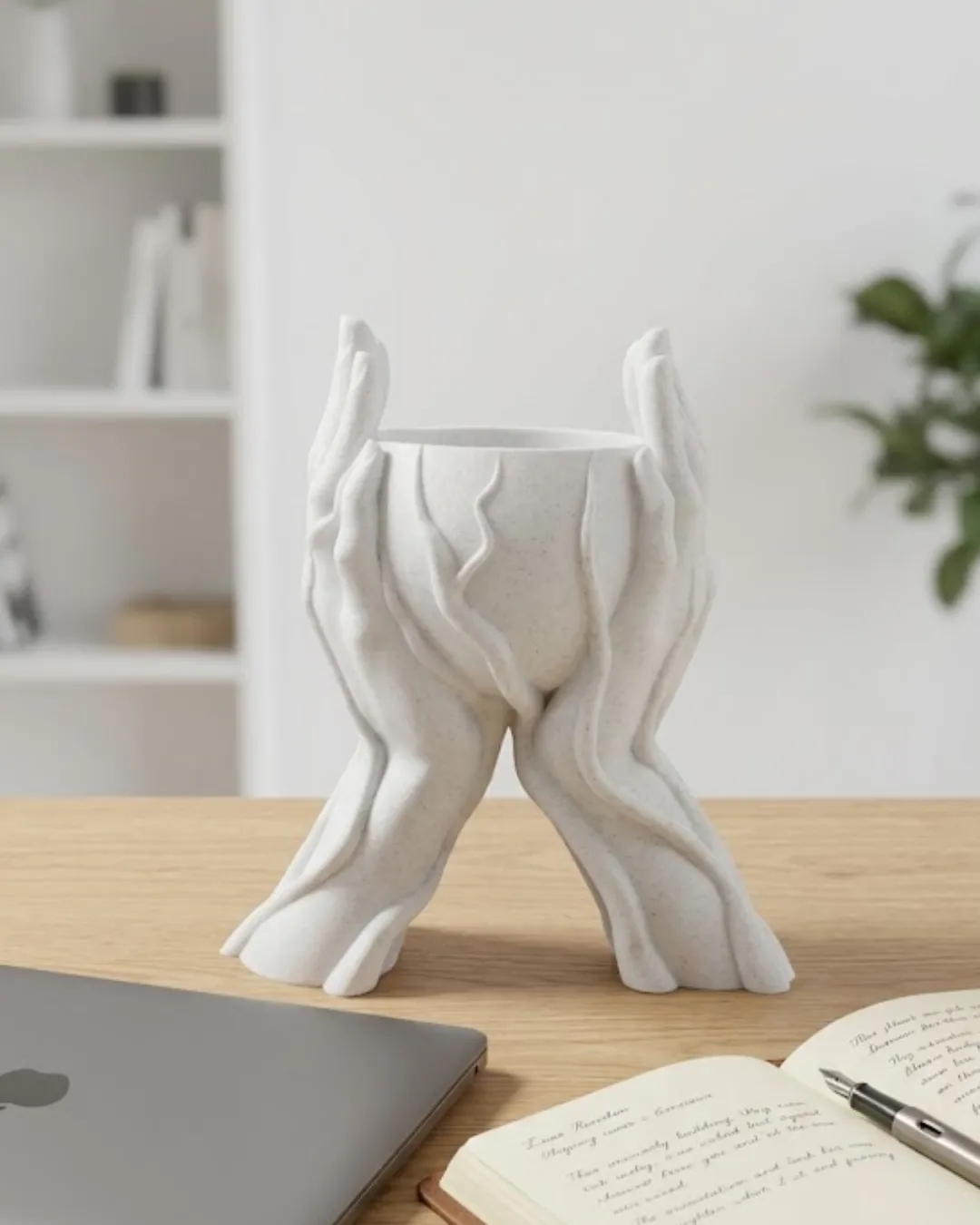 Estetik El Figürlü Dekoratif 3D Baskı Vazo Saksı Ev Dekorasyonu