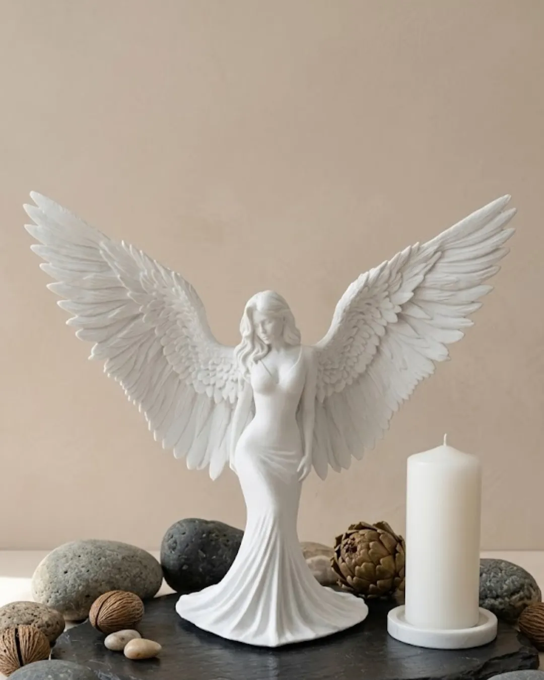 Minimalist Melek İnsan Figürlü 3D Heykel Dekoratif Biblo Ev Dekoru